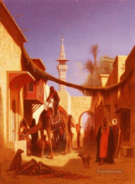  Arabian Oil Painting - Street In Damascus Part 2 Arabian Orientalist Charles Theodore Frere